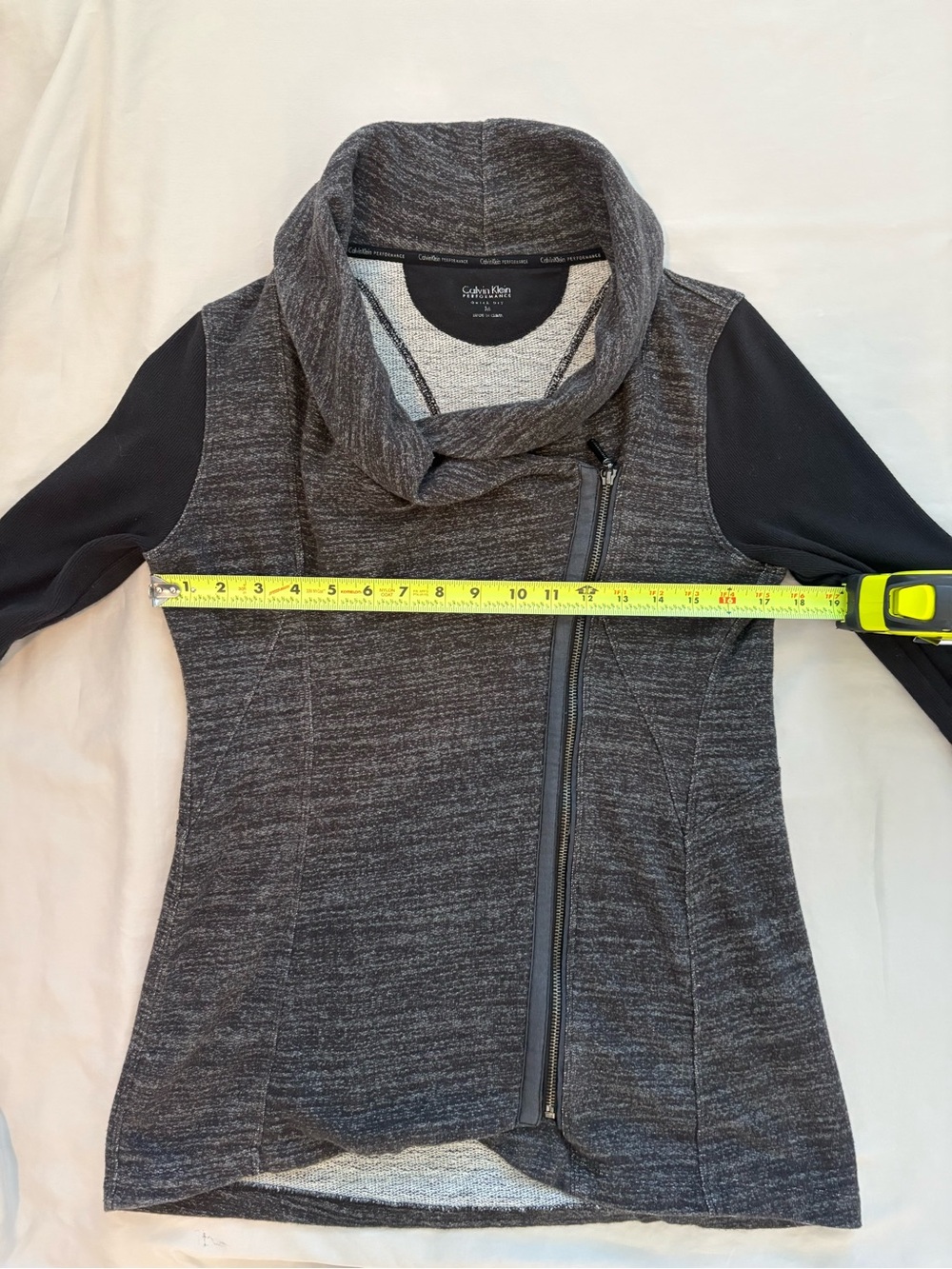 Calvin Klein Performance Asymmetrical Zip Jacket M Gray Black